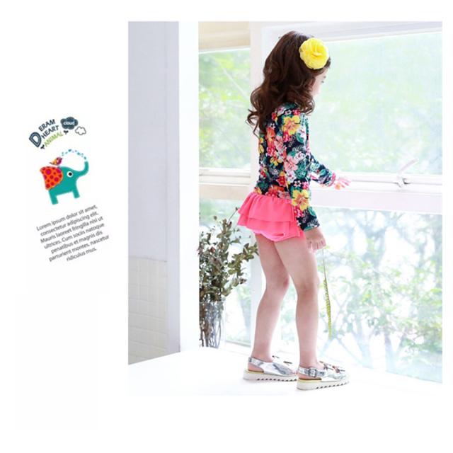 キッズ 水着 ネオンカラー ボタニカル  ビキニ