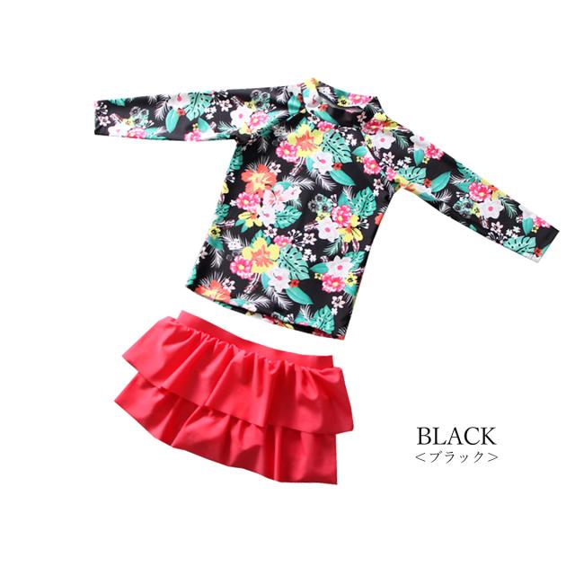 キッズ 水着 ネオンカラー ボタニカル  ビキニ