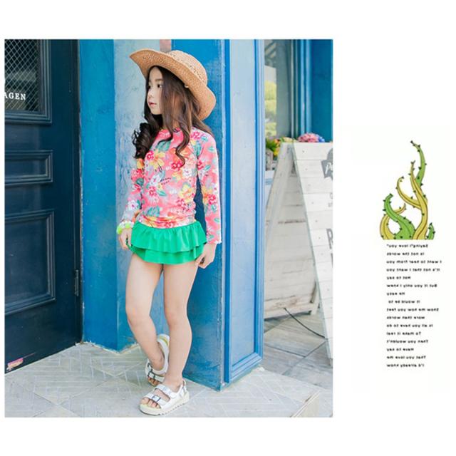 キッズ 水着 ネオンカラー ボタニカル  ビキニ