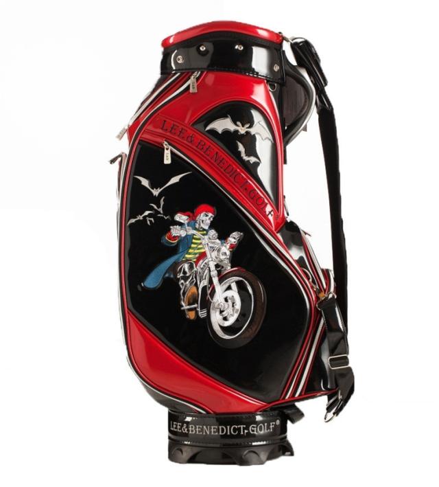 LEE BENEDICT GOLF プロモデルキャディバッグ ブラック＆レッド 人気 Lee Benedict Golf キャディバッグ L&B ゴルフバック