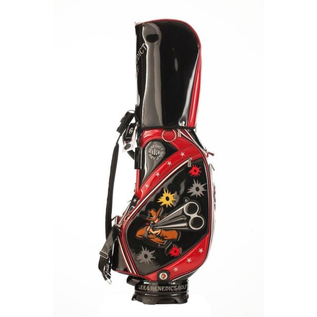 LEE BENEDICT GOLF プロモデルキャディバッグ ブラック＆レッド Lee Benedict Golf キャディバッグ L&B ゴルフバック キャディー