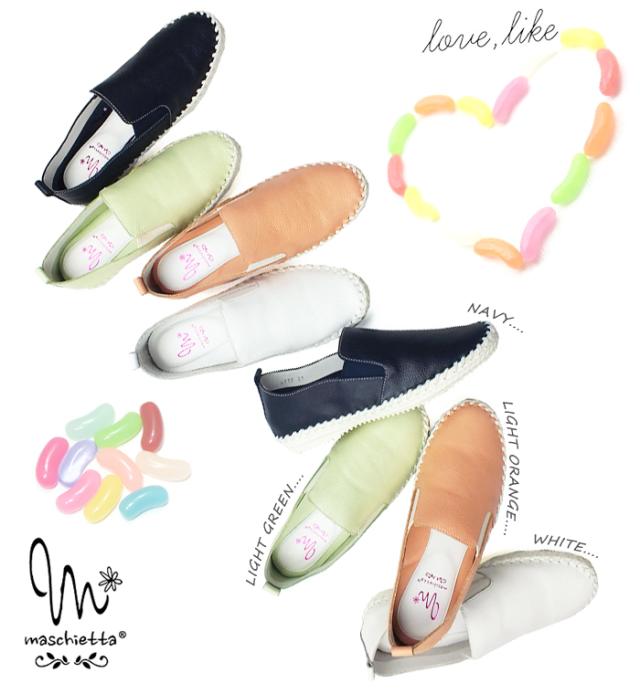 MASCHIETTA-マスチェッタ- ふかふかな履き心地♪上質な本革素材でワンランク上のオシャレを演出するスリッポンデザインのフラットスニーカー。脚長効果にも期待のカップインソール！ローカット カジュアルシューズ 低反発インソール 本革 レザー レディース スニーカー