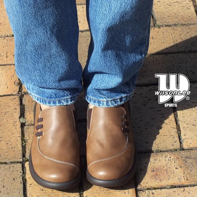 WILSON LEE SPORTS-ウィルソンリースポーツ- スリッポン カジュアルシューズ おでこ靴 レディース サイドゴア 4E 幅広設計 コンフォート 人工皮革 クッションインソール 屈曲 防滑 快適 痛くない 滑りにくい ギフト プレゼント