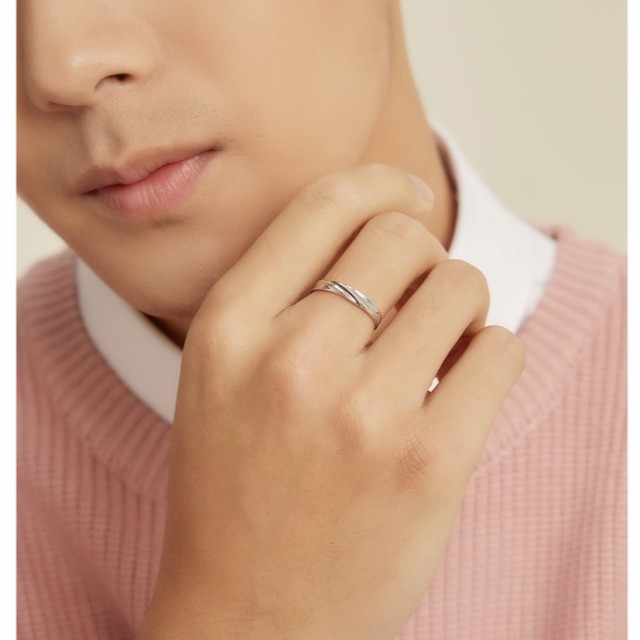 ペアリング カップル 2点セット フリーサイズ シルバー 925 CZ
