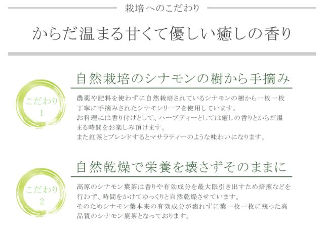 シナモン　ティー　無農薬・無化学肥料　有機栽培オーガニック　効能　肉桂(ニッキ)/桂皮　効果 シナモン葉茶　国産