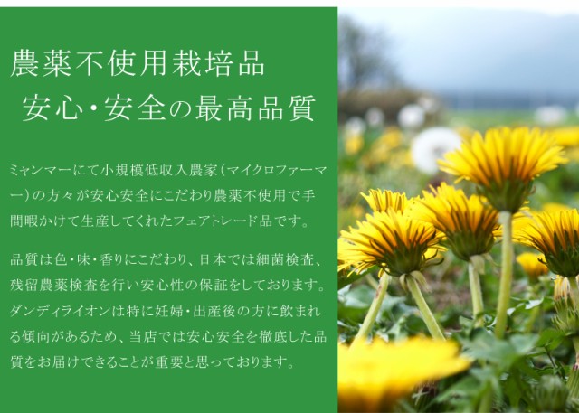 有機オーガニック素材の無農薬・無化学肥料「ダンディライオンルート」