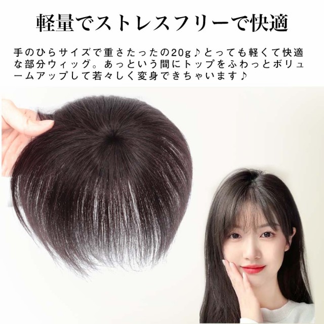 ヘアピース 頭頂部 ウィッグ 人毛100％ 自然 つむじ ショート ...