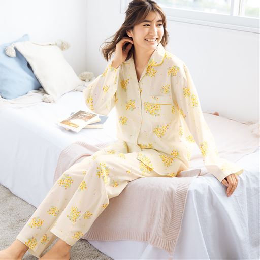 女性下着 レディース パジャマ ルームウェア ゆったりビエラシャツパジャマ M プリント柄がかわいい S L 激安通販ショッピング 綿100