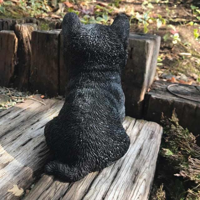 犬　置物　リアル　柴犬　黒柴　40cm ガーデン ≪親黒柴≫ 黒柴犬親子のオーナメント ガーデン 置物 G87909の