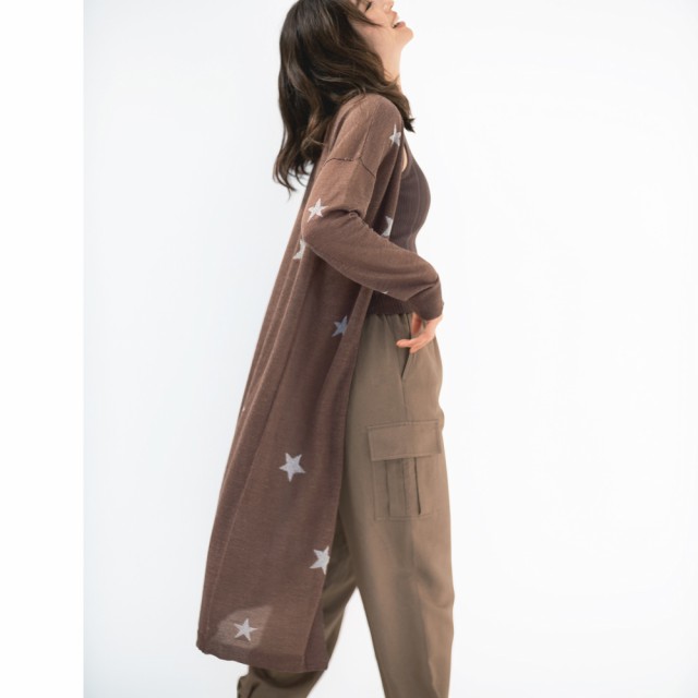 特価人気 ファッション PAY マーケット - ディノス au PAY マーケット店|商品ロットナンバー:497036672 トップス プリント 柄トップス 星柄インターシャ リネン混カーディガン 251705の通販はau 国内全数検品