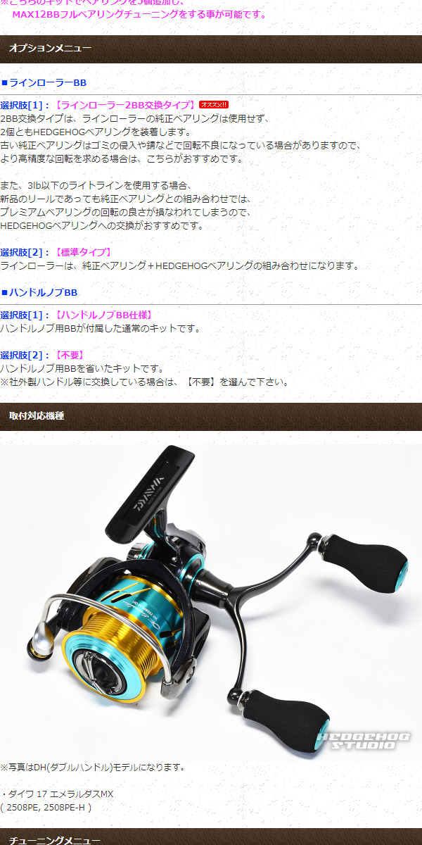DAIWA - 17エメラルダスMX2508PE（フルベアリングcustom） 14エメラルダスMX 2508PE,2508PE-H用 MAX11BB フルベアリング