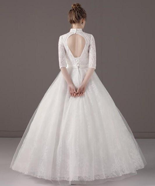 Aライン ウェディングドレス ウエディングドレス ロングドレス 五分袖 編み上げ ホワイト S Xl Wd65m 国産フロアベッド Pvfashionblog Ru