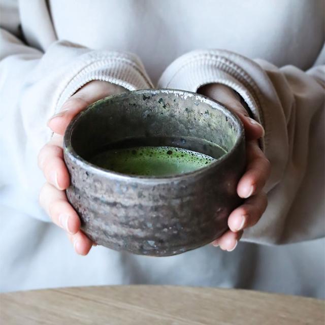 たんぽぽ、スミレ、わらびお抹茶茶碗 ガラス抹茶碗（抹茶茶碗・金箔扇茶碗あか）| ガラス 抹茶 椀