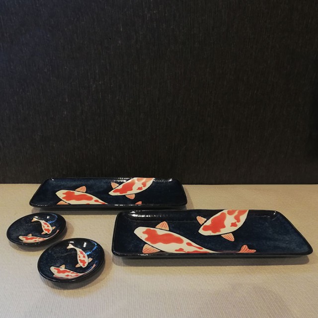 錦鯉 寿司セット 【取寄品】 寿司皿 寿司プレート 長角皿 豆皿