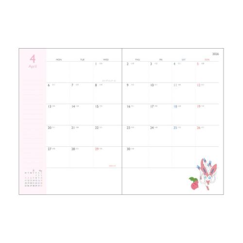 ポケットモンスター B6マンスリー手帳2026 2026年月間ダイアリー いちれつ並び ポケモン 10月始まり 令和8年手帖 メール便可