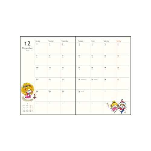 水森亜土 B6マンスリー手帳2026 2026年月間ダイアリー ブルー キャラクター 令和8年手帖 メール便可