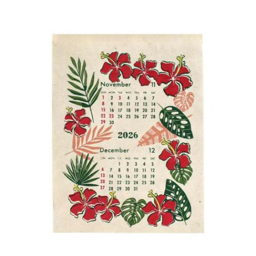 カレンダー S ハワイアンボタニカル 2026Calendar 壁掛けカレンダー2026年 インテリア 令和8年暦 メール便可