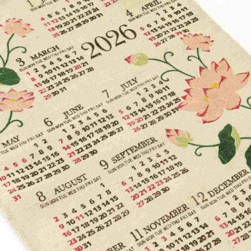 ジュートカレンダー ガーデンロータス 2026Calendar 壁掛けカレンダー2026年 BLEACH インテリア 令和8年暦 メール便可