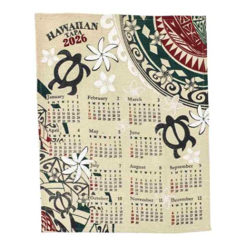 ジュートカレンダー ハワイアンタパ 2026Calendar 壁掛けカレンダー2026年 BLEACH インテリア 令和8年暦 メール便可