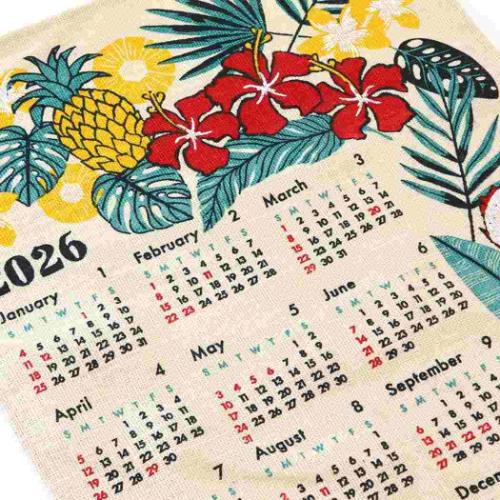 ジュートカレンダー ハワイアンボタニカル 2026Calendar 壁掛けカレンダー2026年 BLEACH インテリア 令和8年暦 メール便可