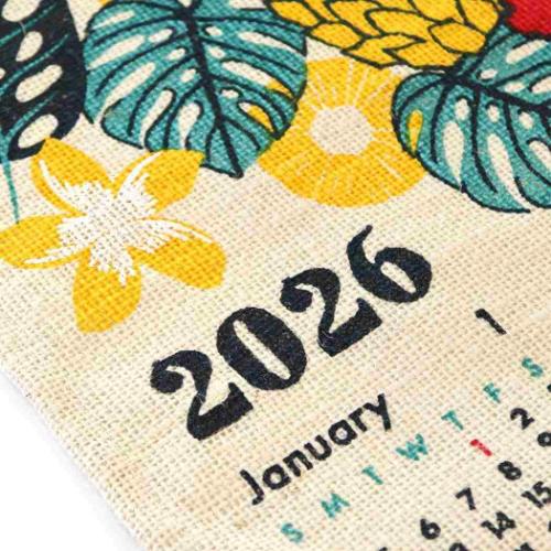ジュートカレンダー ハワイアンボタニカル 2026Calendar 壁掛けカレンダー2026年 BLEACH インテリア 令和8年暦 メール便可