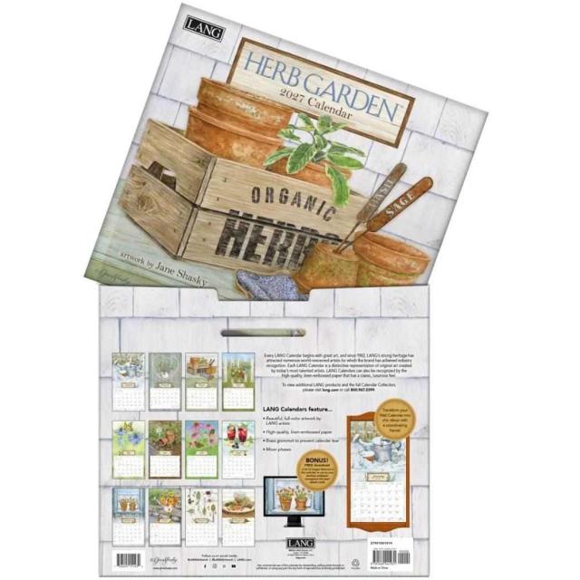 LANG ラング 2027 Calendar 壁掛けカレンダー2027年 Herb Garden Jane Shasky インテリア 令和9年暦
