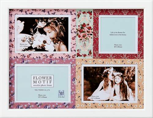 取寄品 フラワーモチーフ 写真立て フォトフレーム 4ウィンドウ ギフト雑貨グッズ