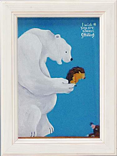 取寄品 武内祐人 カフェ風インテリア 額付きポスター シロクマとハリネズミ インテリアグッズ