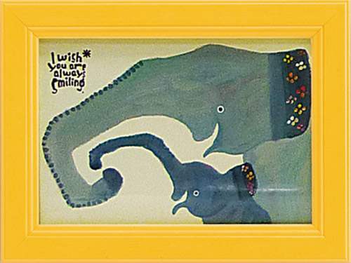 取寄品 武内祐人 カフェ風インテリア 額付きポスター ゾウの親子 インテリアグッズ