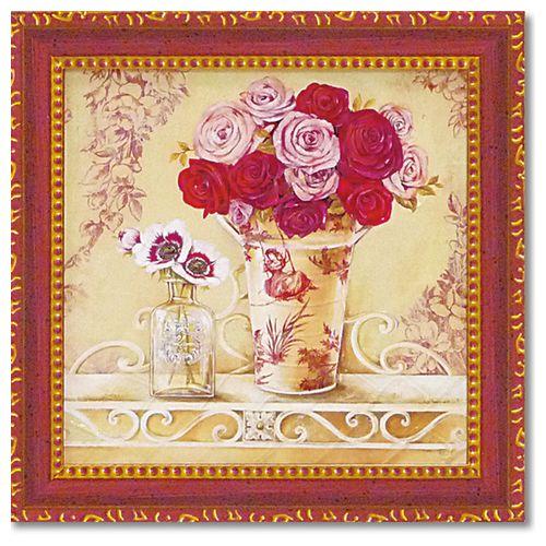 取寄品 フラワーアート ポスター ミニ ゲル アートフレーム リネンとバラ フェリー・ステファニア インテリアグッズ