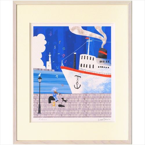 取寄品 送料無料 はりたつお アートフレーム 額装品 初夏の港 額付きインテリア雑貨通販