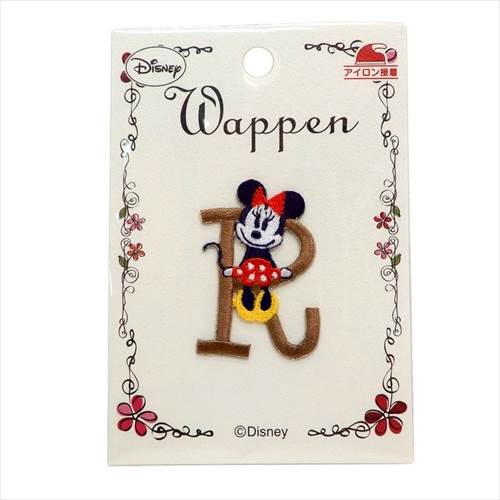 ミッキー＆ミニー ワッペン イニシャルアイロンパッチ アルファベット R ディズニー 手芸用品 キャラクター グッズ メール便可