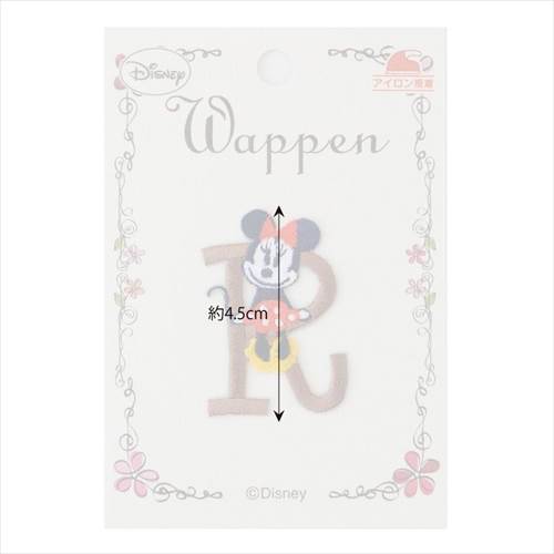 ミッキー＆ミニー ワッペン イニシャルアイロンパッチ アルファベット R ディズニー 手芸用品 キャラクター グッズ メール便可