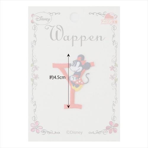 ミッキー＆ミニー ワッペン イニシャルアイロンパッチ アルファベット Y ディズニー 手芸用品 キャラクター グッズ メール便可