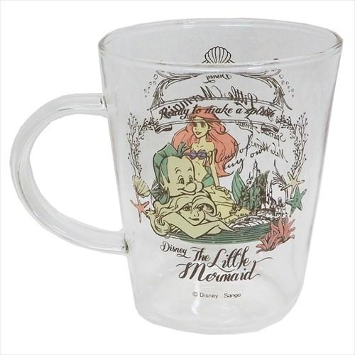 リトルマーメイド アリエル マグカップ 耐熱ガラスMUG ヴィンテージ ディズニープリンセス 348ml キャラクター グッズ