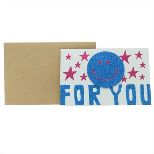 スマイリーフェイス グリーティングカード グリッターカード FOR YOU Smiley Face 多目的 キャラクター グッズ メール便可