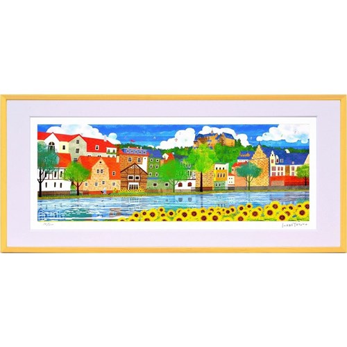 はり たつお 風景画 はり たつお 夏のマールブルクとひまわり(L) 73.8×34.8×2.5cm ギフト 装飾 インテリア 取寄品 送料無料