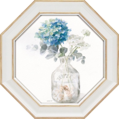 ダンフイ・ナイ 静物画 八角 ミニゲル アートフレーム ビーチ フラワーズ5 DN-02553 花 ギフト 額付きポスター インテリア 取寄品