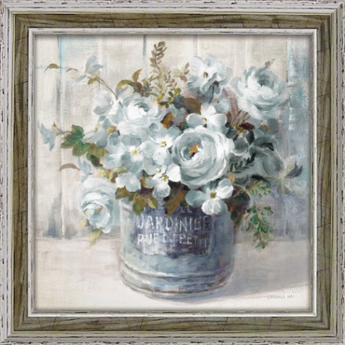 ダンフイ・ナイ 静物画 ガーデン ブロッサム ブルー1 DN-06003 36x36cm 額付きポスター インテリア 取寄品 送料無料