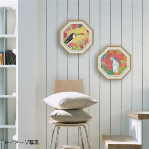 ファリダ・ザマン 動物画 八角 ミニゲル アートフレーム トゥッティ フルッティ6 FZ-02553 鳥 ギフト 額付きポスター インテリア 取寄品