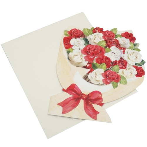 ブーケ型 色紙 ダイカット ばら 封筒付き 二つ折り メッセージボード L メッセージシール4柄6枚付き 卒業メモリアル グッズ