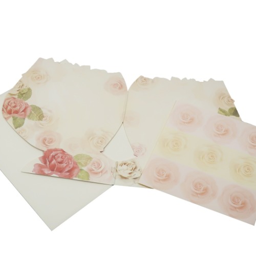 ブーケ型 色紙 ダイカット ばら 封筒付き 二つ折り メッセージボード M メッセージシール4柄3枚付き 卒業メモリアル グッズ メール便可