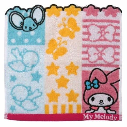 マイメロディ ミニタオル ジャガード ハンカチタオル シャンブルマイメロ サンリオ 25×25cm キャラクター グッズ メール便可
