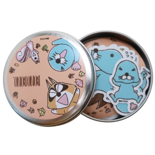 ぼのぼの 缶入り ミニステッカー フレークシール ぼの缶 秋 ビニールステッカーセット アニメキャラクター グッズ メール便可