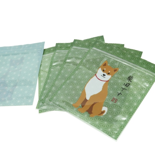 柴田さんの住む東京わさび町 小分けビニール袋 ジッパーバッグ 5枚セット ABG-38 柴犬 13.9×14.4cm キャラクター グッズ メール便可