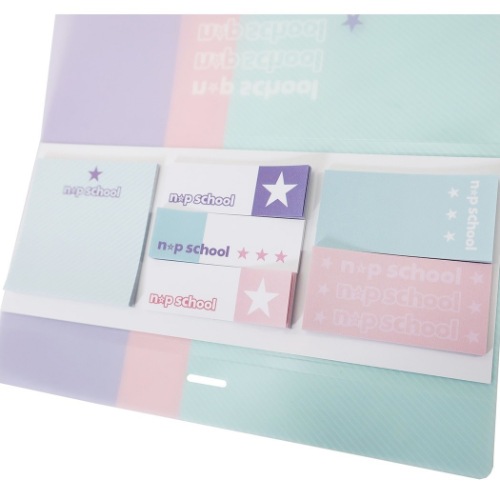 付箋 ケース付き ふせんセット ニコプチスクール Aパステル×シンプル柄 n☆p school ステショ グッズ メール便可