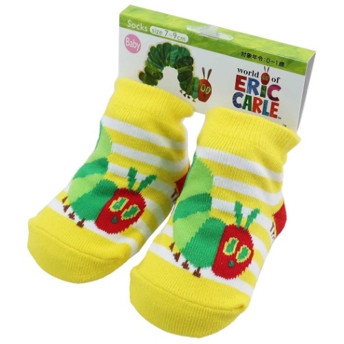 はらぺこあおむし 新生児はじめての靴下 ベビー ソックス ボーダーイエロー 絵本キャラクター グッズ