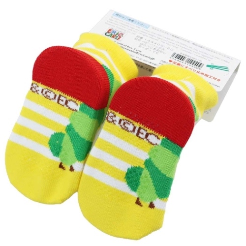 はらぺこあおむし 新生児はじめての靴下 ベビー ソックス ボーダーイエロー 絵本キャラクター グッズ