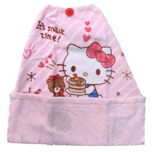 ハローキティ ゴム＆ボタン付き キッズ おてふきタオル ポケット付き おりこうタオル スナックタイム サンリオ メール便可