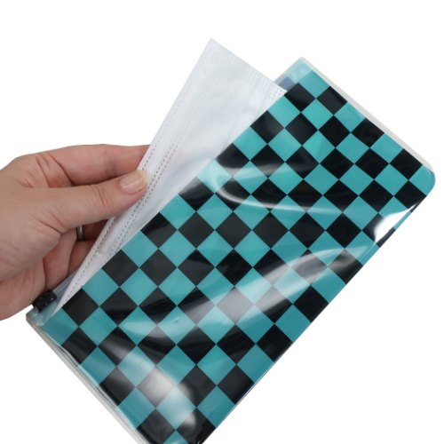 不織布マスク携帯ケース 抗菌マスクジッパーケース いちまつ模様 かわいい グッズ メール便可